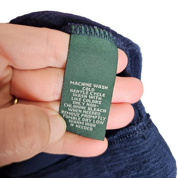 Lauren Jeans Co. Ralph Lauren Navy‎ Pink Striped Button Shoulder Sweater Top L - Picture 2 of 8